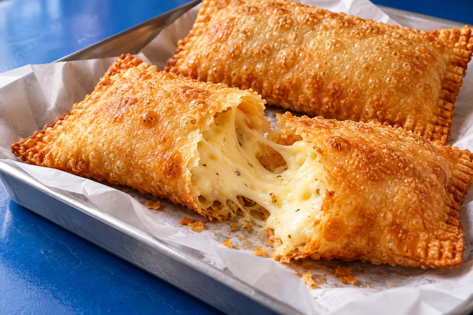 Pastéis de massa dourada com recheio de queijo